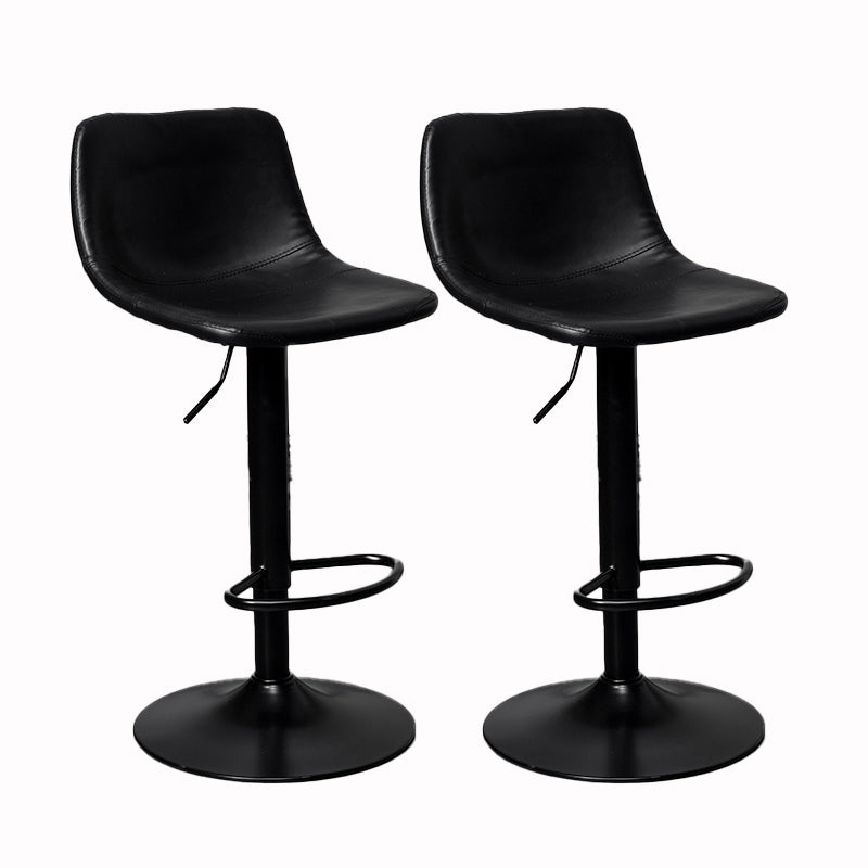 Scandinavian Metal Stool Faux Leather Upholstered Counter Stool in Matte Finish for Indoor