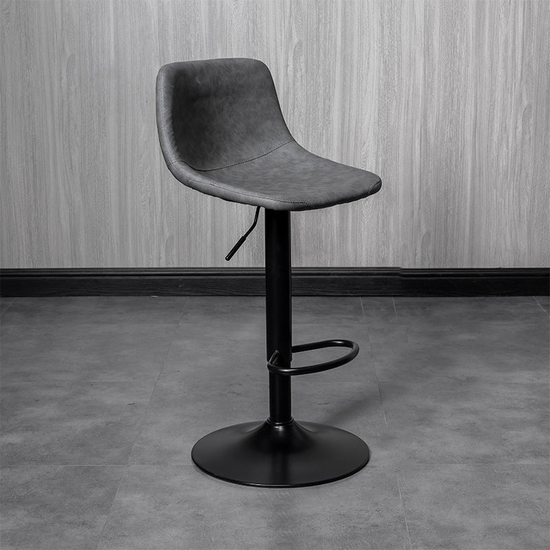 Scandinavian Metal Stool Faux Leather Upholstered Counter Stool in Matte Finish for Indoor