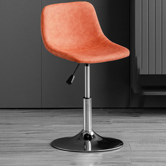 Scandinavian Metal Stool Faux Leather Upholstered Counter Stool in Matte Finish for Indoor