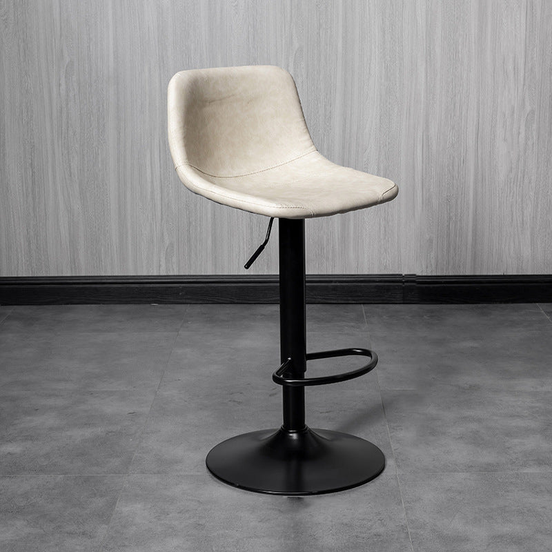 Scandinavian Metal Stool Faux Leather Upholstered Counter Stool in Matte Finish for Indoor