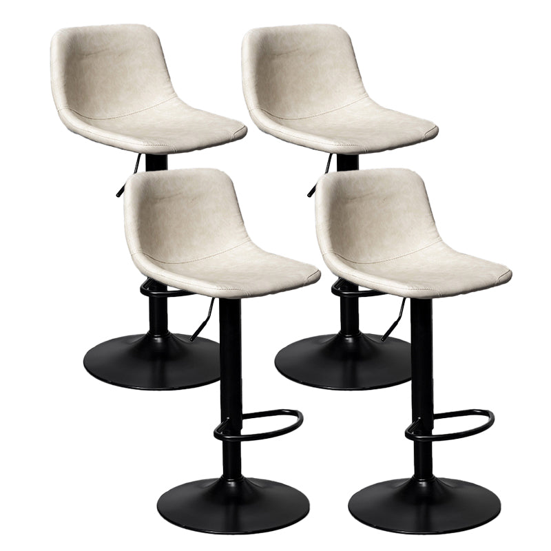 Scandinavian Metal Stool Faux Leather Upholstered Counter Stool in Matte Finish for Indoor