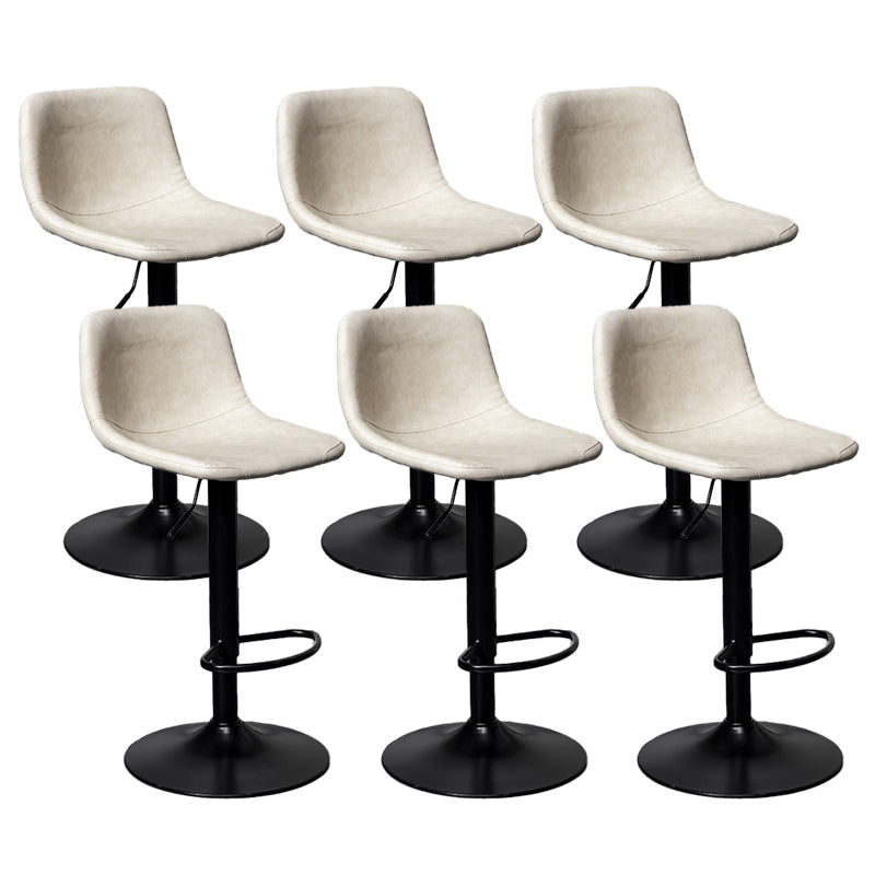 Scandinavian Metal Stool Faux Leather Upholstered Counter Stool in Matte Finish for Indoor