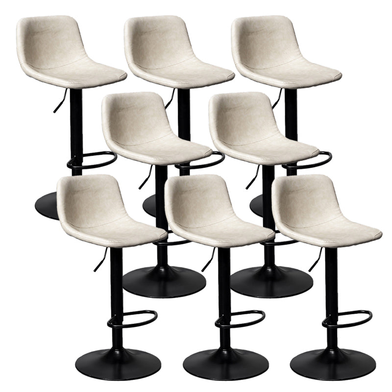 Scandinavian Metal Stool Faux Leather Upholstered Counter Stool in Matte Finish for Indoor