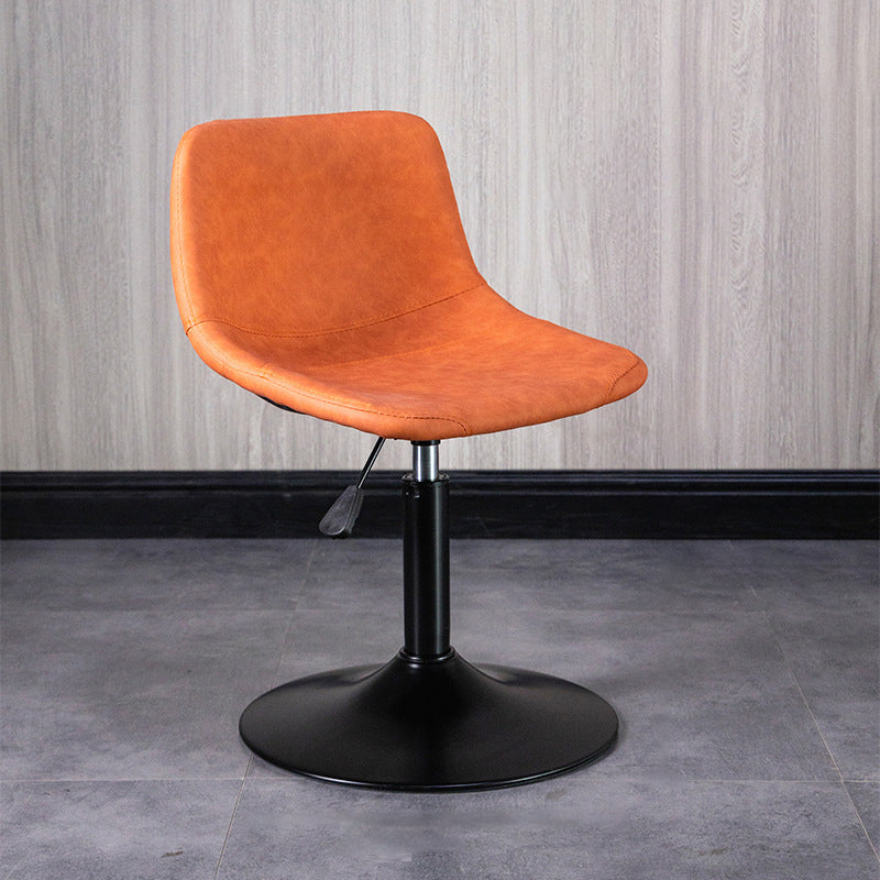 Scandinavian Metal Stool Faux Leather Upholstered Counter Stool in Matte Finish for Indoor