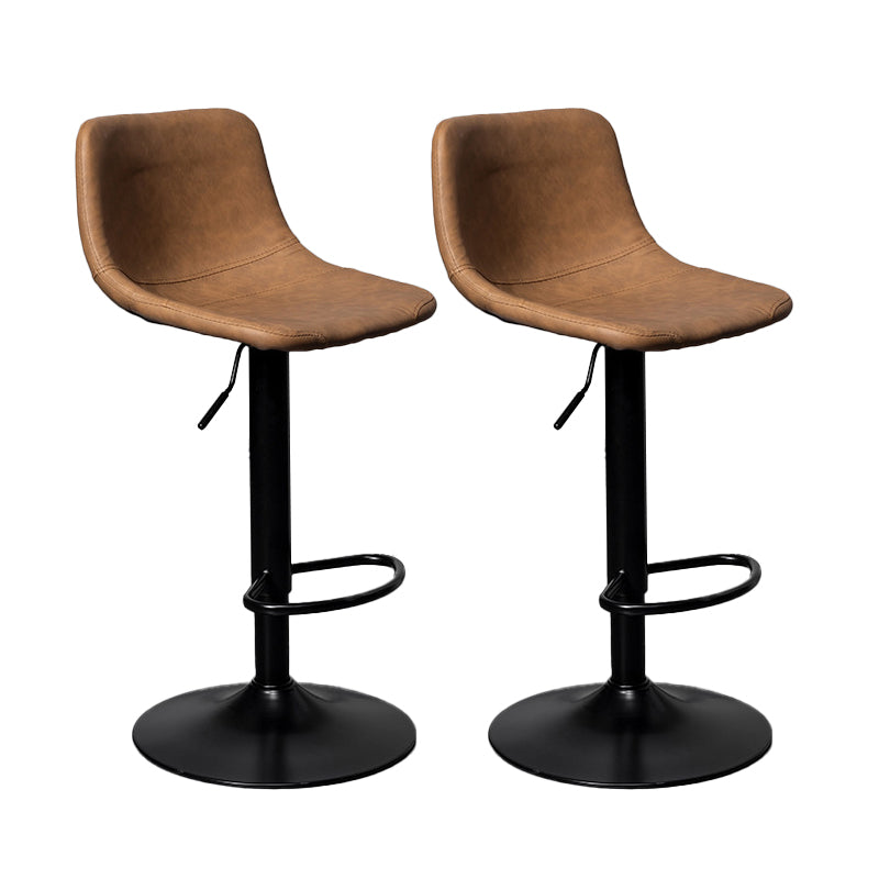 Scandinavian Metal Stool Faux Leather Upholstered Counter Stool in Matte Finish for Indoor