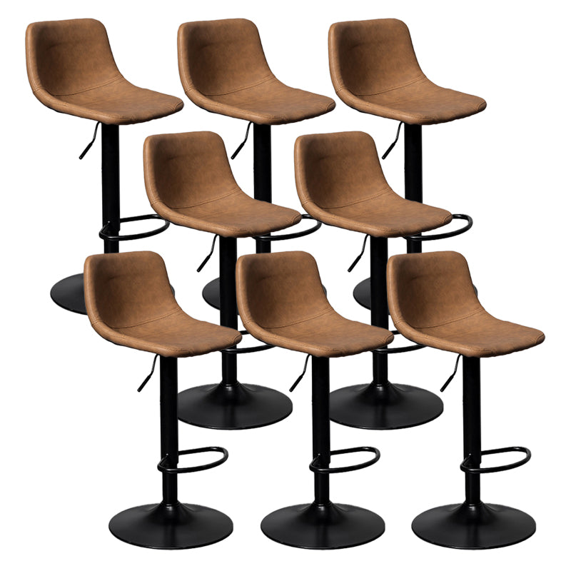 Scandinavian Metal Stool Faux Leather Upholstered Counter Stool in Matte Finish for Indoor