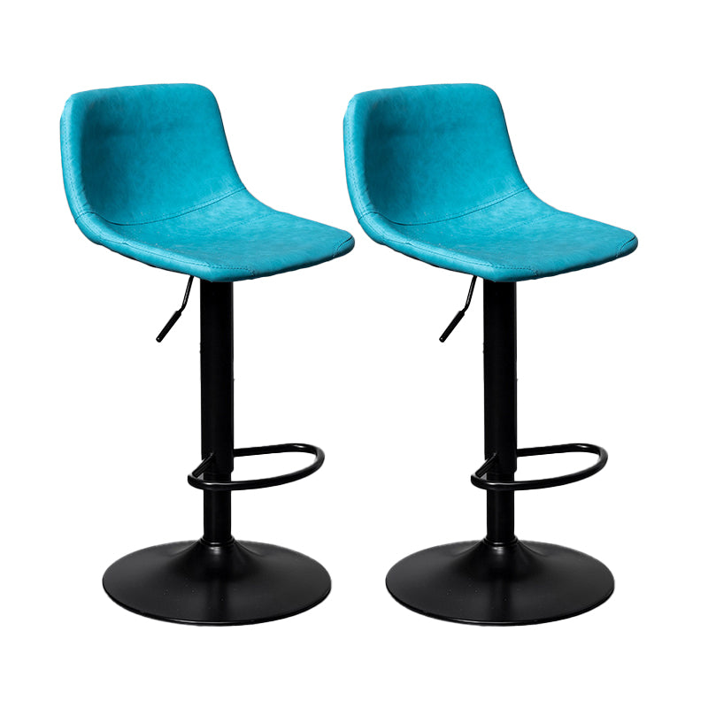 Scandinavian Metal Stool Faux Leather Upholstered Counter Stool in Matte Finish for Indoor