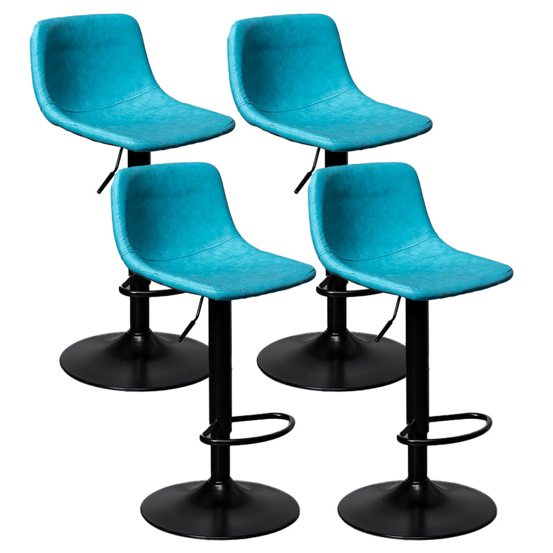 Scandinavian Metal Stool Faux Leather Upholstered Counter Stool in Matte Finish for Indoor