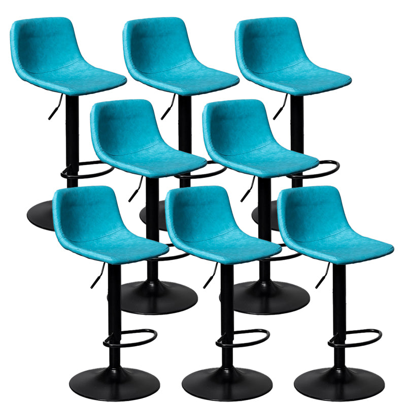 Scandinavian Metal Stool Faux Leather Upholstered Counter Stool in Matte Finish for Indoor