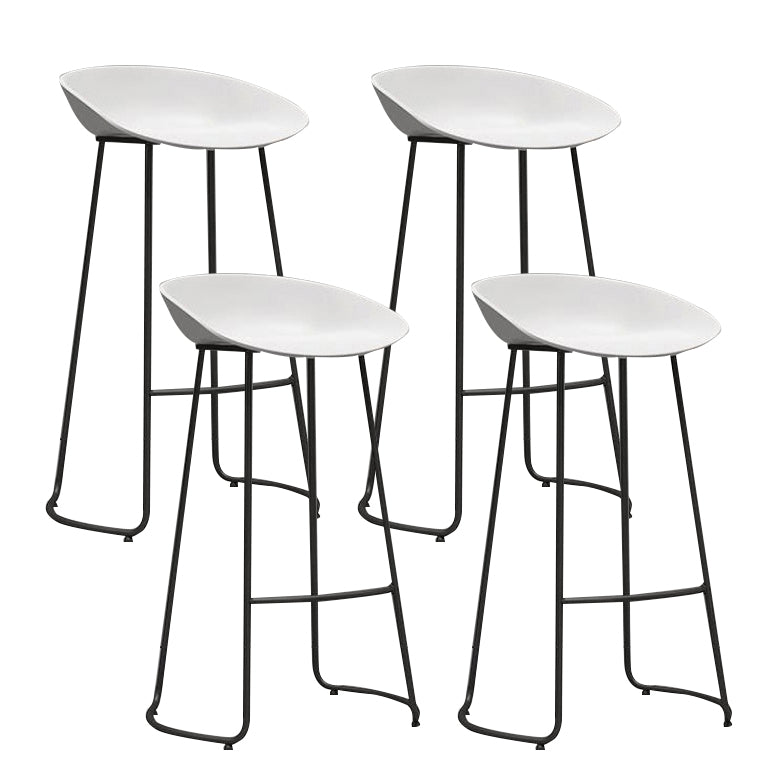 Contemporary Metal Stool Plastic Low Back Counter Stool with 4 Legs
