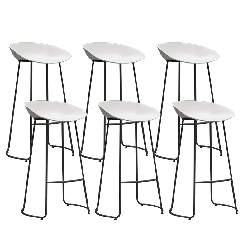 Contemporary Metal Stool Plastic Low Back Counter Stool with 4 Legs
