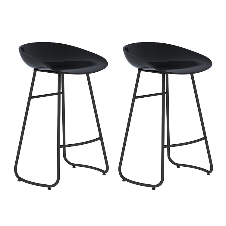Contemporary Metal Stool Plastic Low Back Counter Stool with 4 Legs