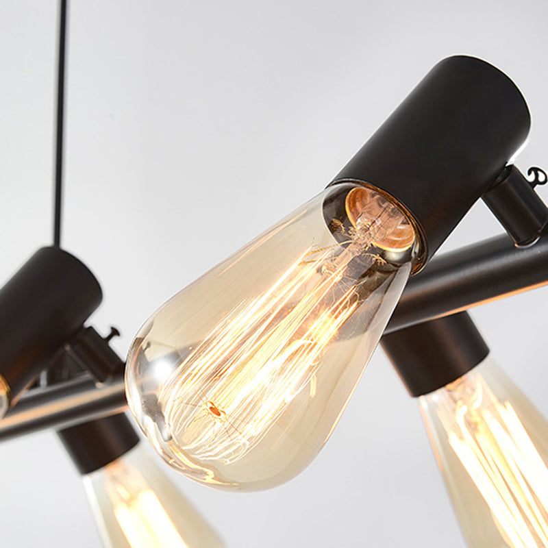 Black Industrial Pendant Light Linear Shape Island Light with Metal Shade for Living Room