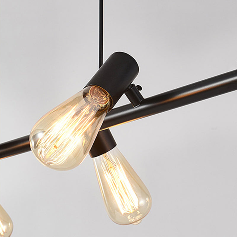 Black Industrial Pendant Light Linear Shape Island Light with Metal Shade for Living Room