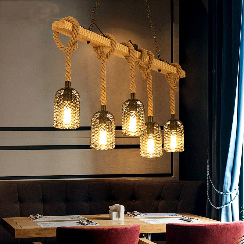 Industrial Wooden Island Light Household Hanging Lighting Fixture