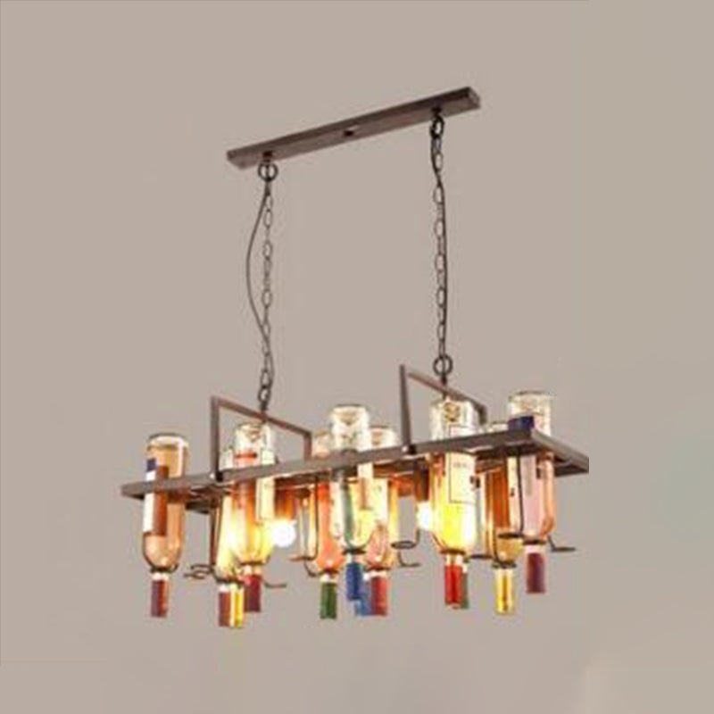 Industrial Style Hanging Lamp Wine Bottle Shape Island Light Fixture for Bar