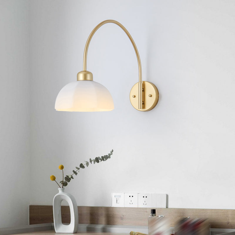 Gold Modern Metal Wall Sconce Geometric Shape Wall Light with Glass Shade for Bedroom