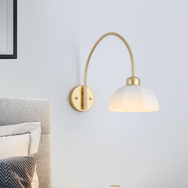 Gold Modern Metal Wall Sconce Geometric Shape Wall Light with Glass Shade for Bedroom