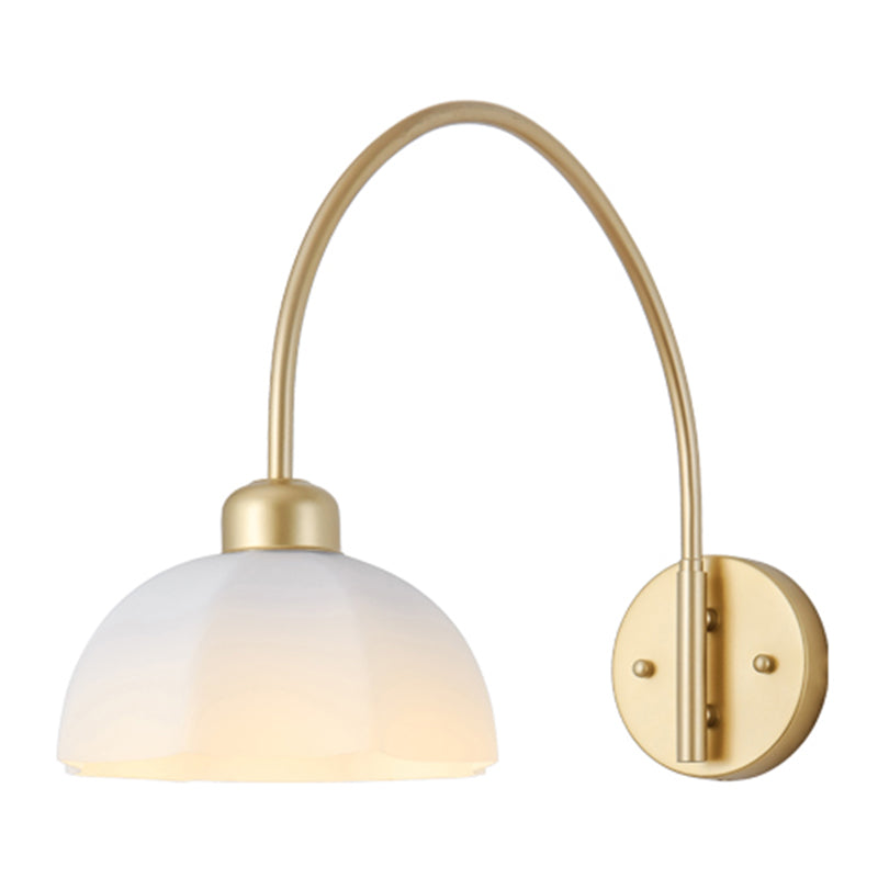 Gold Modern Metal Wall Sconce Geometric Shape Wall Light with Glass Shade for Bedroom