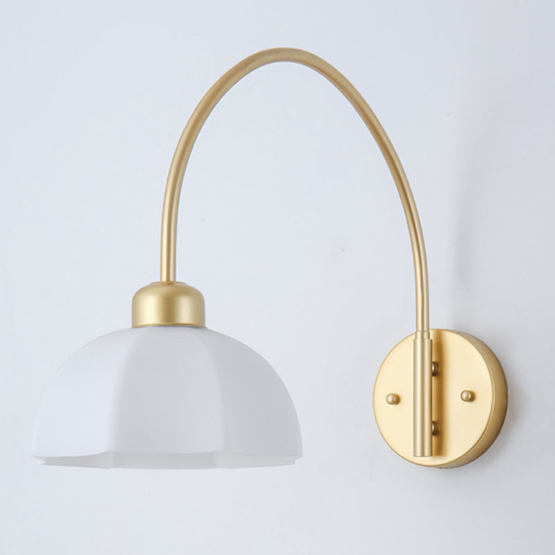 Gold Modern Metal Wall Sconce Geometric Shape Wall Light with Glass Shade for Bedroom