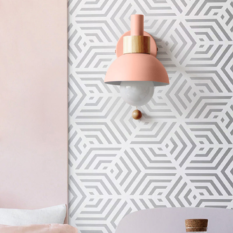 Contemporary Wood Wall Light Polish Finish Lighting for Dining Room