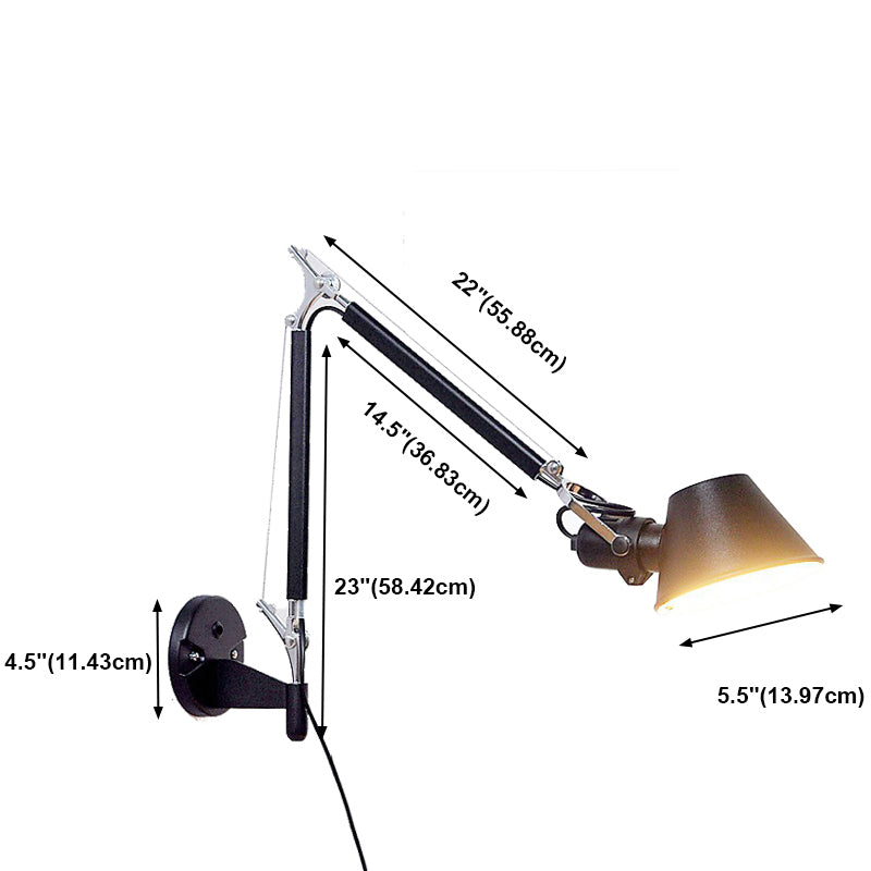 Black Geometric LED Wall Lamp in Modern Minimalist Aluminium Wall Light for Bedroom