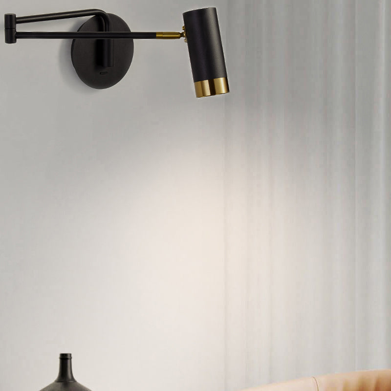 Modern Creative 1-Light Wall Lamp Cylindrical Iron Wall Light for Bedroom