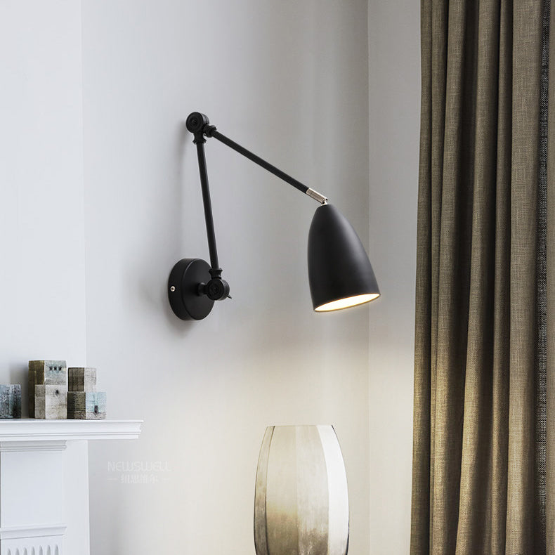 Wrought Iron Wall Lamp in Modern Style Cone 1-Light Reading Wall Light for Bedroom