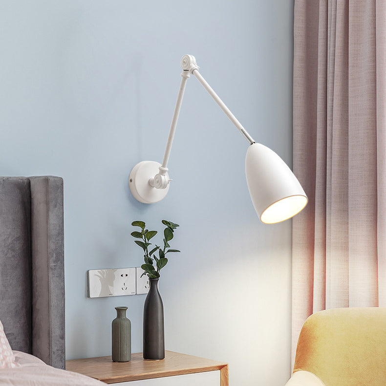 Wrought Iron Wall Lamp in Modern Style Cone 1-Light Reading Wall Light for Bedroom