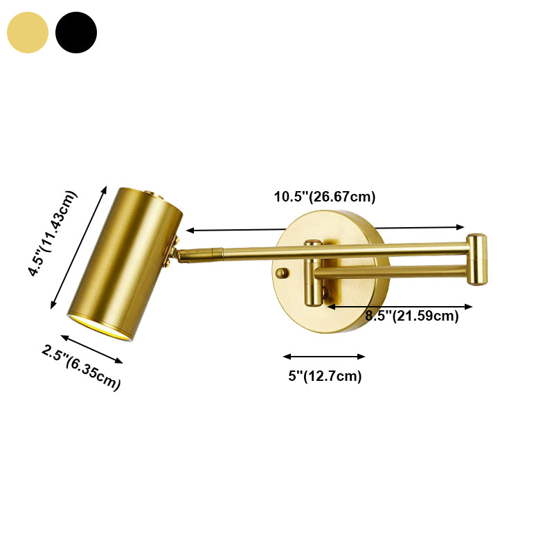 Modern Minimalist 1-Light Wall Lamp Aluminium Cylindrical Reading Wall Light for Bedroom