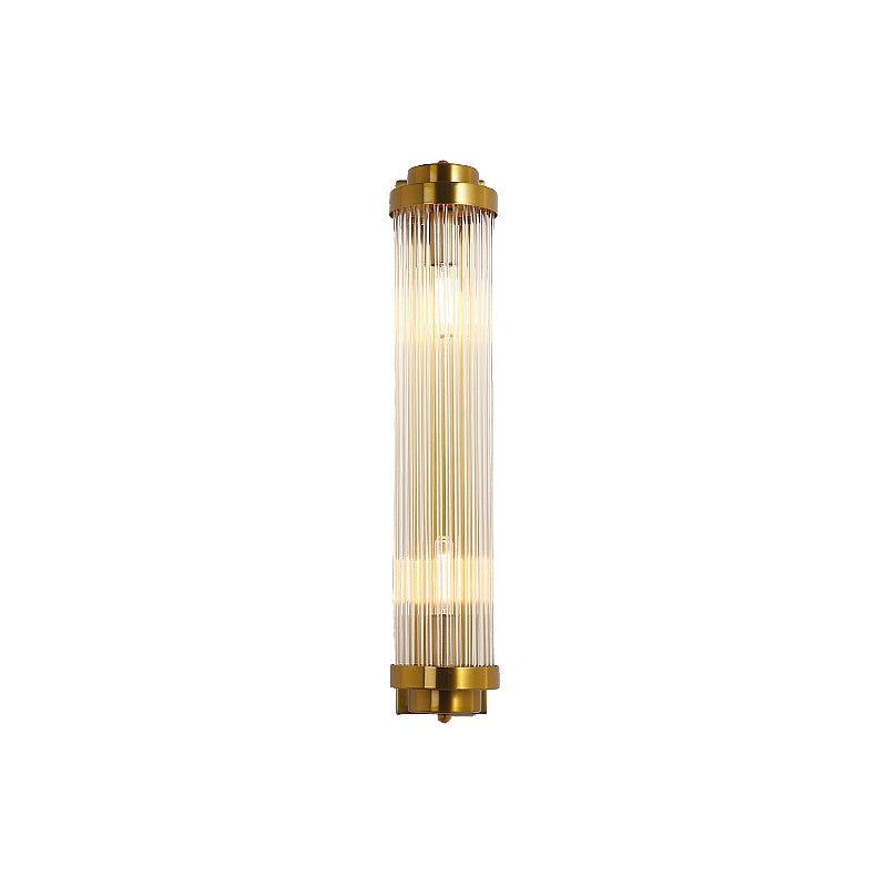 Gold 2-Light Wall Light in Modern Luxury Style Cylindrical Crystal Wall Lamp for Bedroom