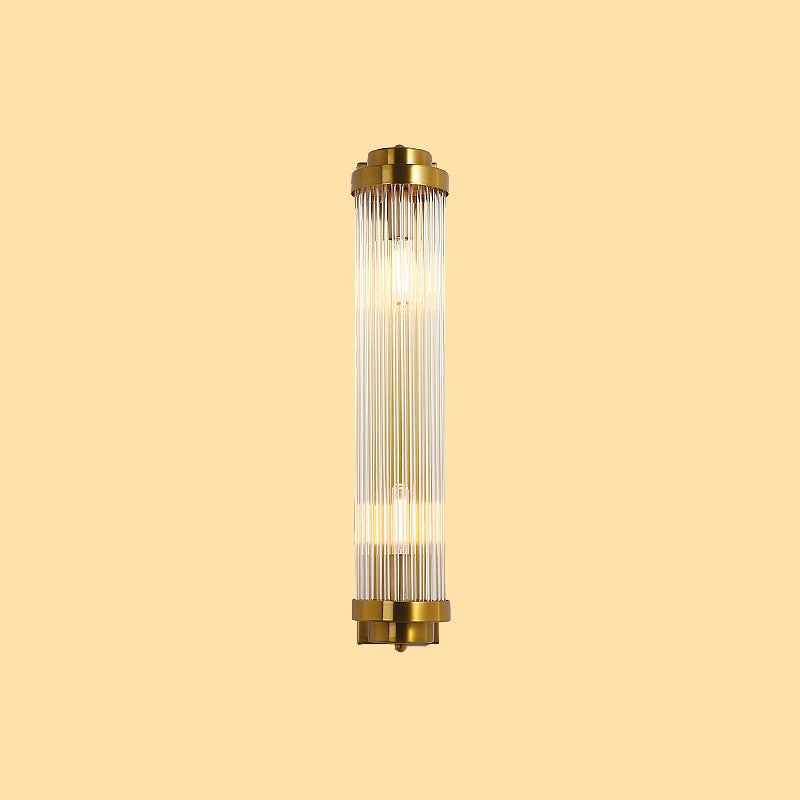Gold 2-Light Wall Light in Modern Luxury Style Cylindrical Crystal Wall Lamp for Bedroom
