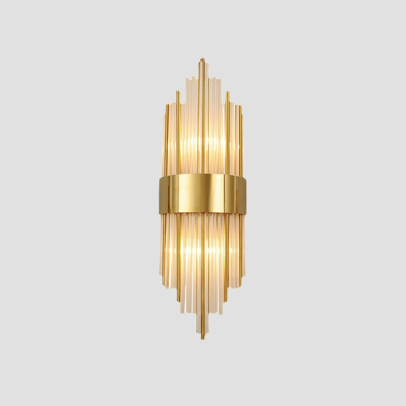 Modern Luxury Geometric Wall Lamp Metal 2-Light Wall Light with Crystal Shade