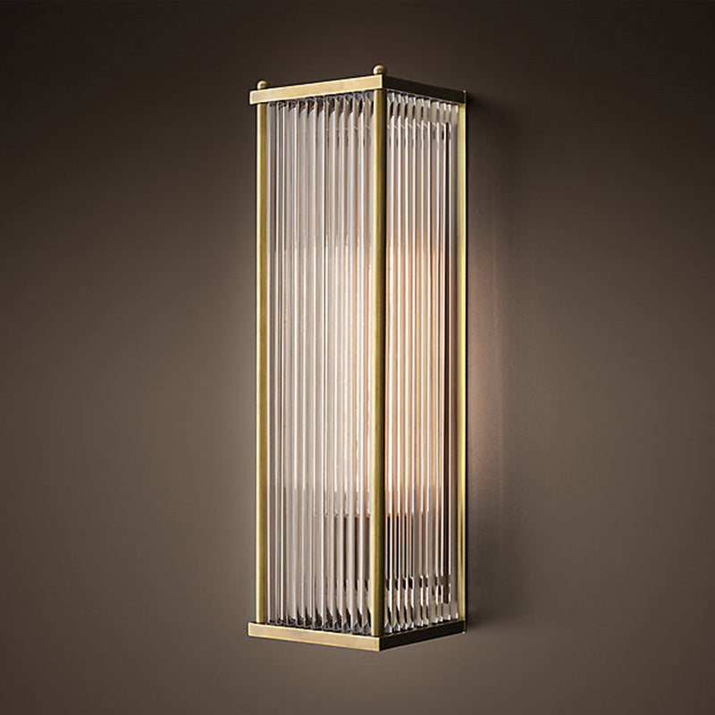 Modern Luxury Wall Lamp Rectangular Metal Wall Light with Crystal Shade