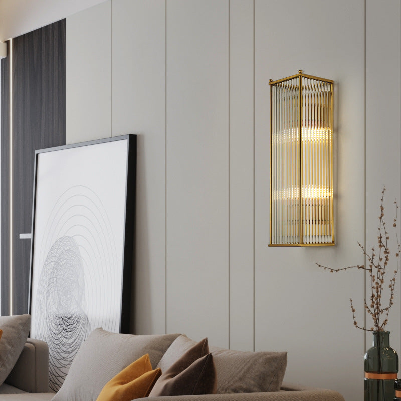 Modern Luxury Wall Lamp Rectangular Metal Wall Light with Crystal Shade