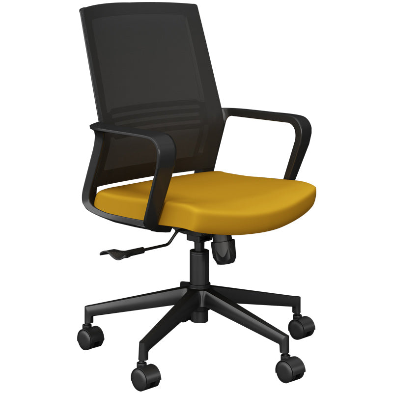 Modern Fixed Arms Desk Chair Nylon Frame Adjustable Office Chair
