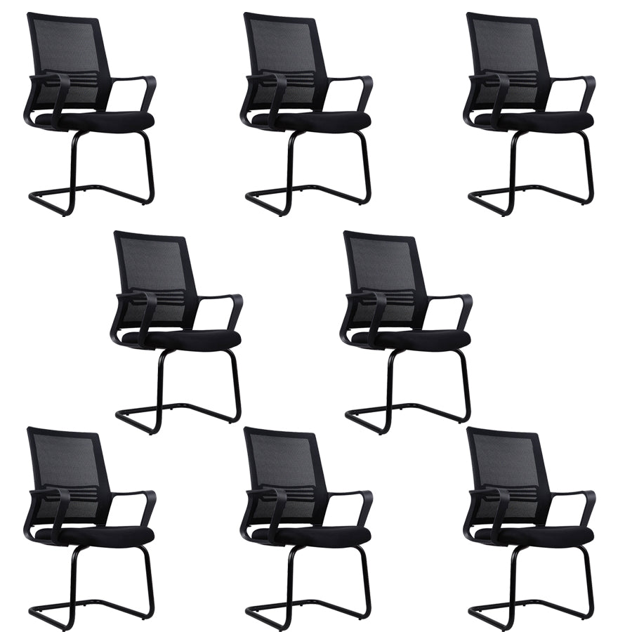 Contemporary Fabric Swivel Chair High-Back Arm Office Chair in Black