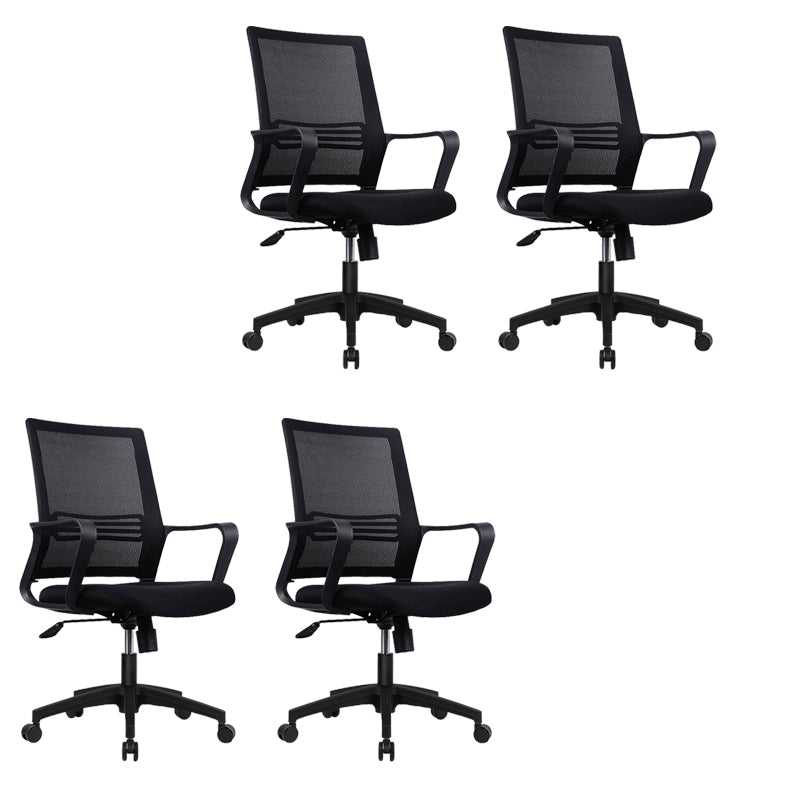 Contemporary Fabric Swivel Chair High-Back Arm Office Chair in Black