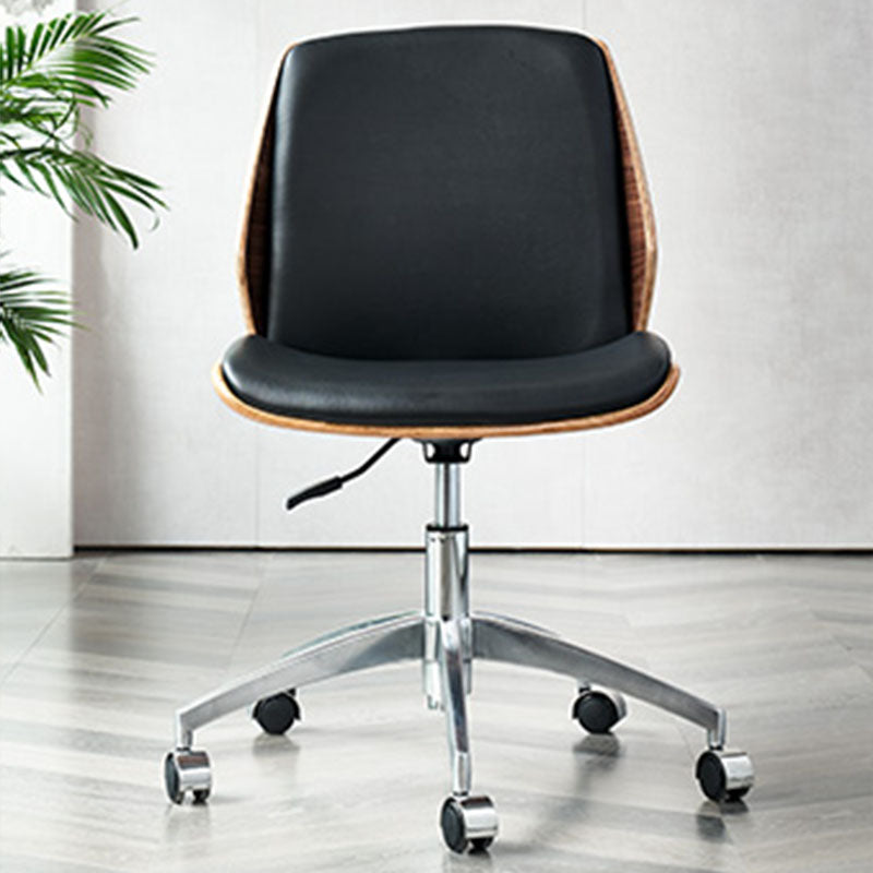 Faux Leather Office Chair Chrome Frame Armless Ergonomic Computer Desk Chair