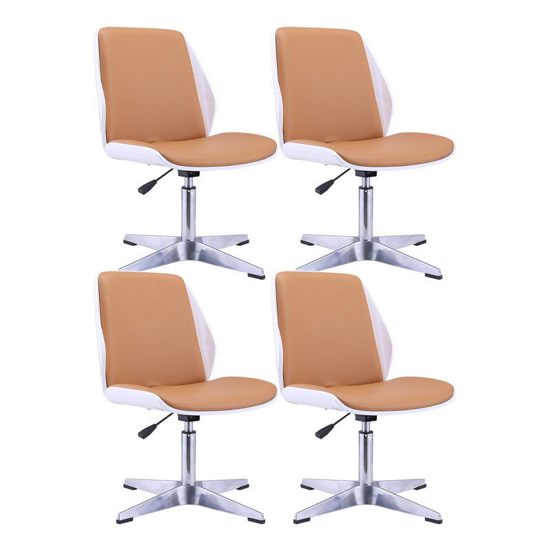Faux Leather Office Chair Chrome Frame Armless Ergonomic Computer Desk Chair