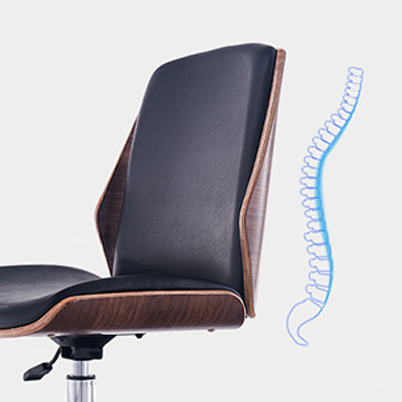 Faux Leather Office Chair Chrome Frame Armless Ergonomic Computer Desk Chair