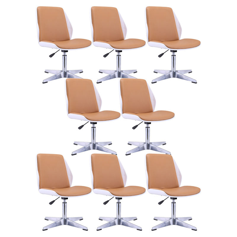 Faux Leather Office Chair Chrome Frame Armless Ergonomic Computer Desk Chair