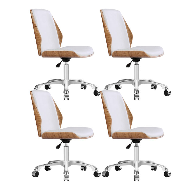 Faux Leather Office Chair Chrome Frame Armless Ergonomic Computer Desk Chair