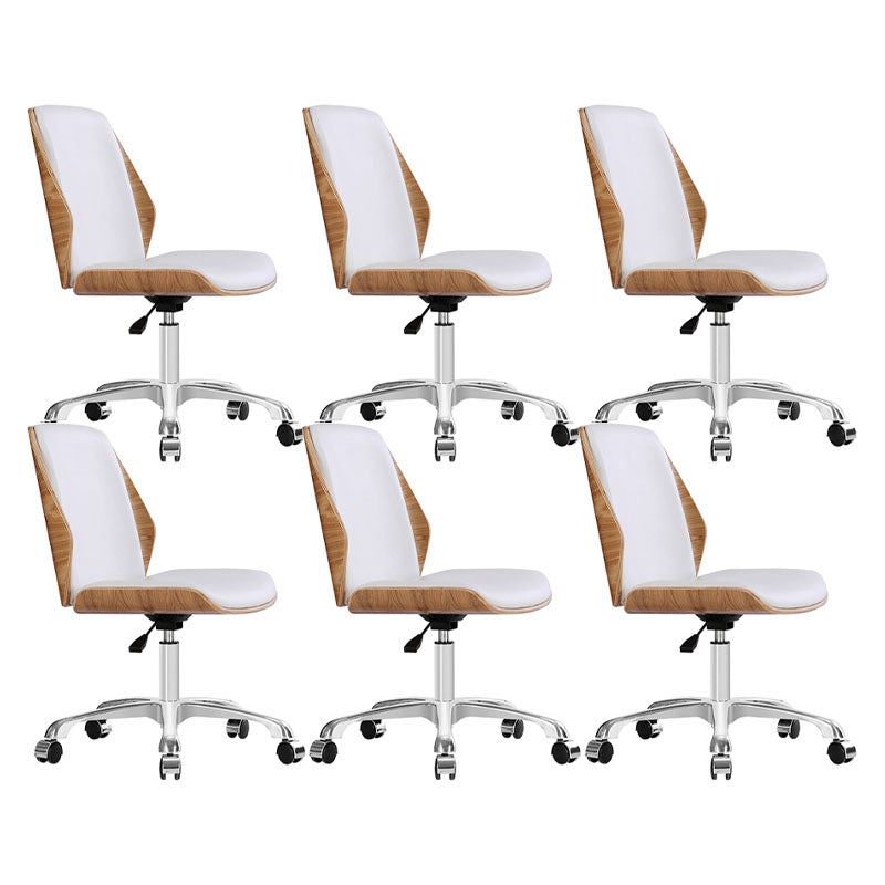 Faux Leather Office Chair Chrome Frame Armless Ergonomic Computer Desk Chair