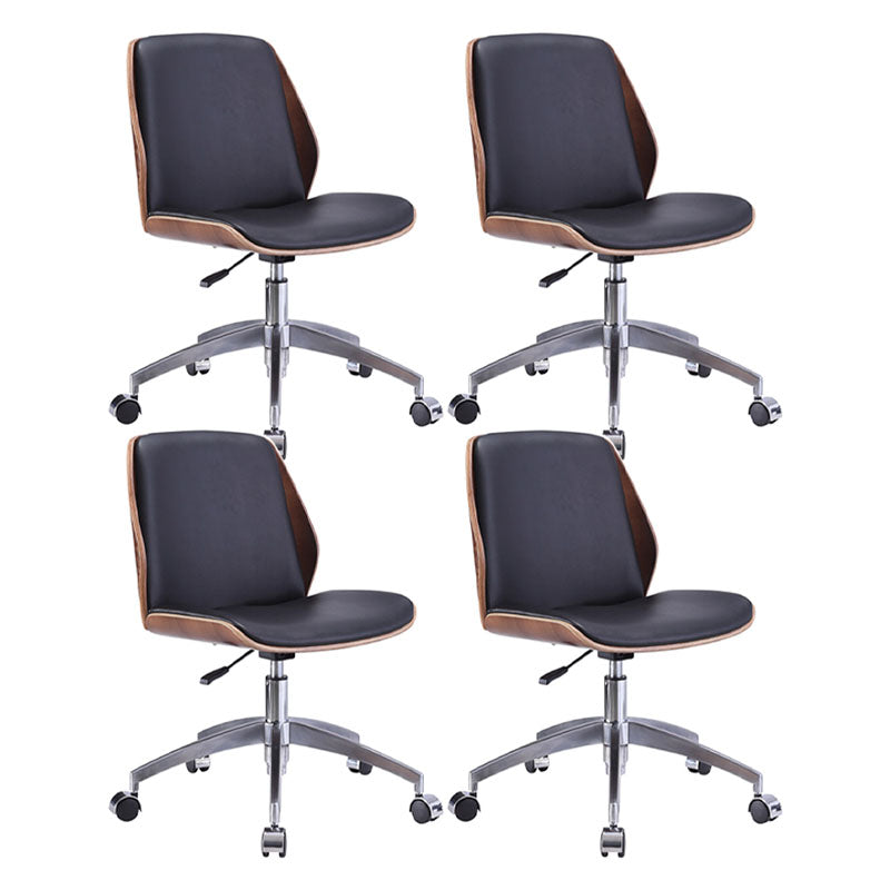 Faux Leather Office Chair Chrome Frame Armless Ergonomic Computer Desk Chair