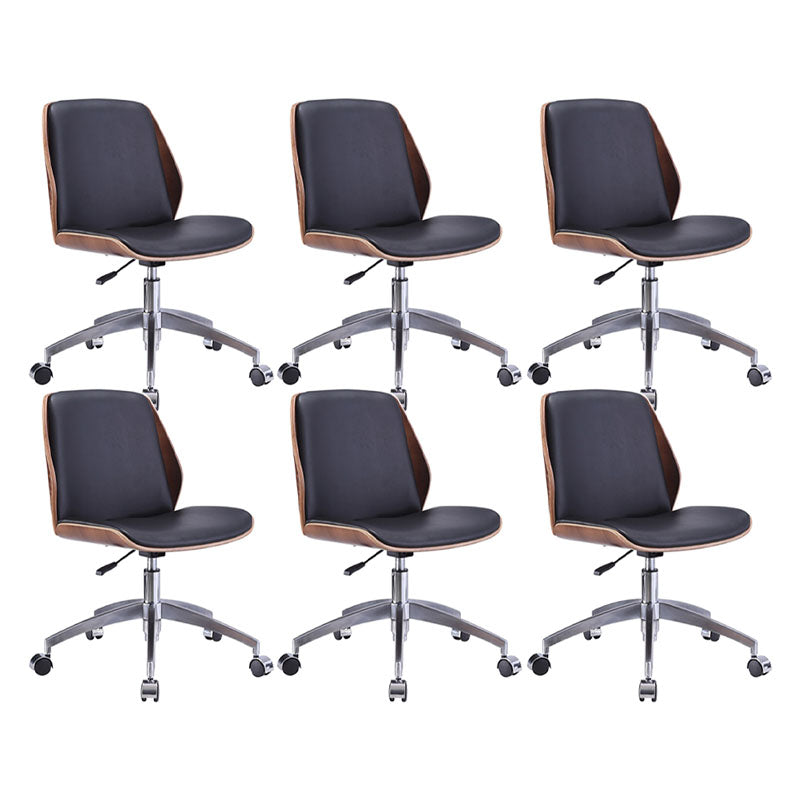 Faux Leather Office Chair Chrome Frame Armless Ergonomic Computer Desk Chair