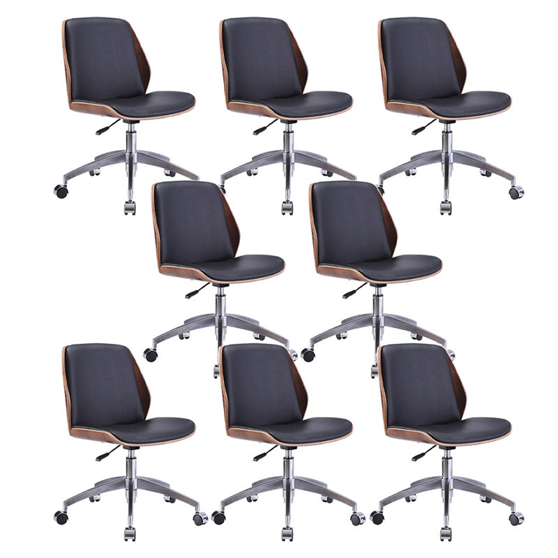 Faux Leather Office Chair Chrome Frame Armless Ergonomic Computer Desk Chair