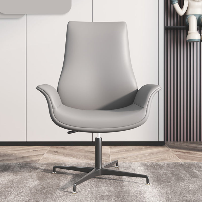Modern Upholstered Office Chair Fixed Arm Task Chair with Steel Base