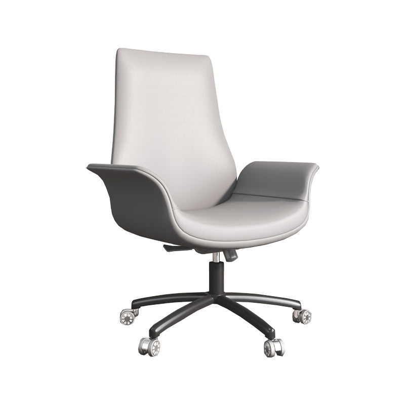 Modern Upholstered Office Chair Fixed Arm Task Chair with Steel Base
