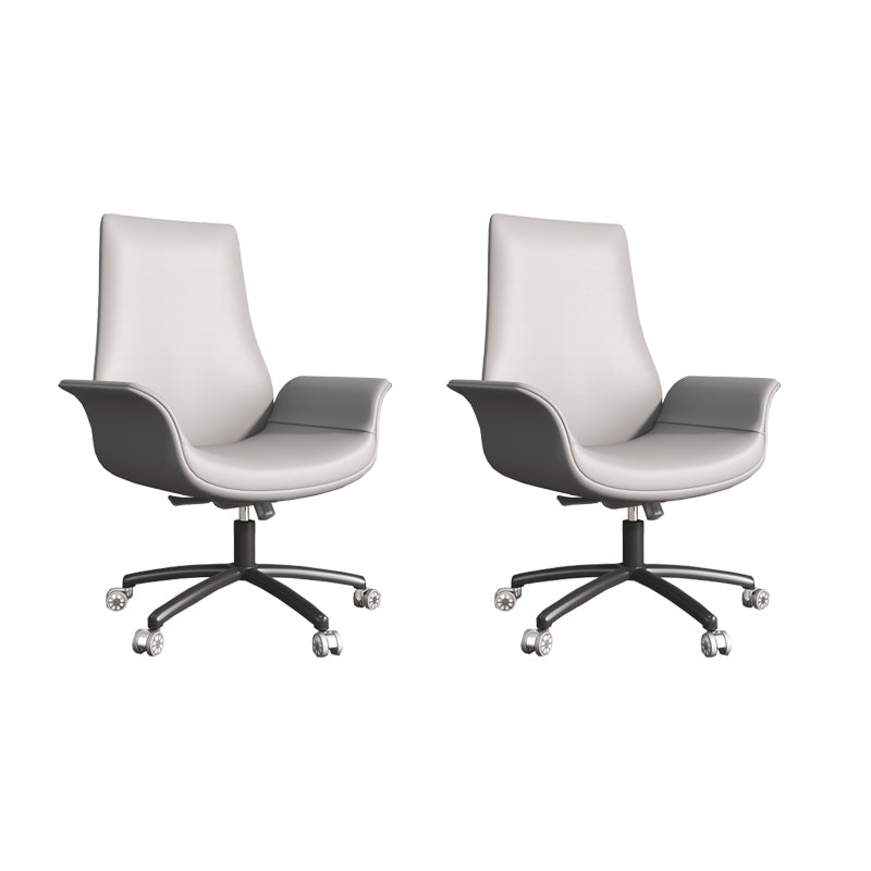Modern Upholstered Office Chair Fixed Arm Task Chair with Steel Base